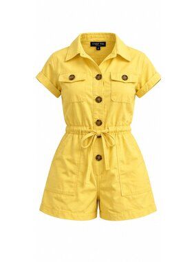 SMALL Yellow Button Up Romper